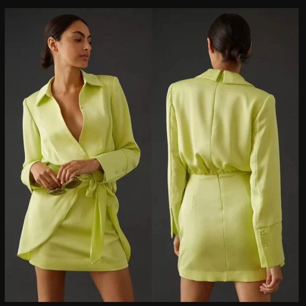 Anthropologie MISHA Tie-Front Mini Blazer Dress